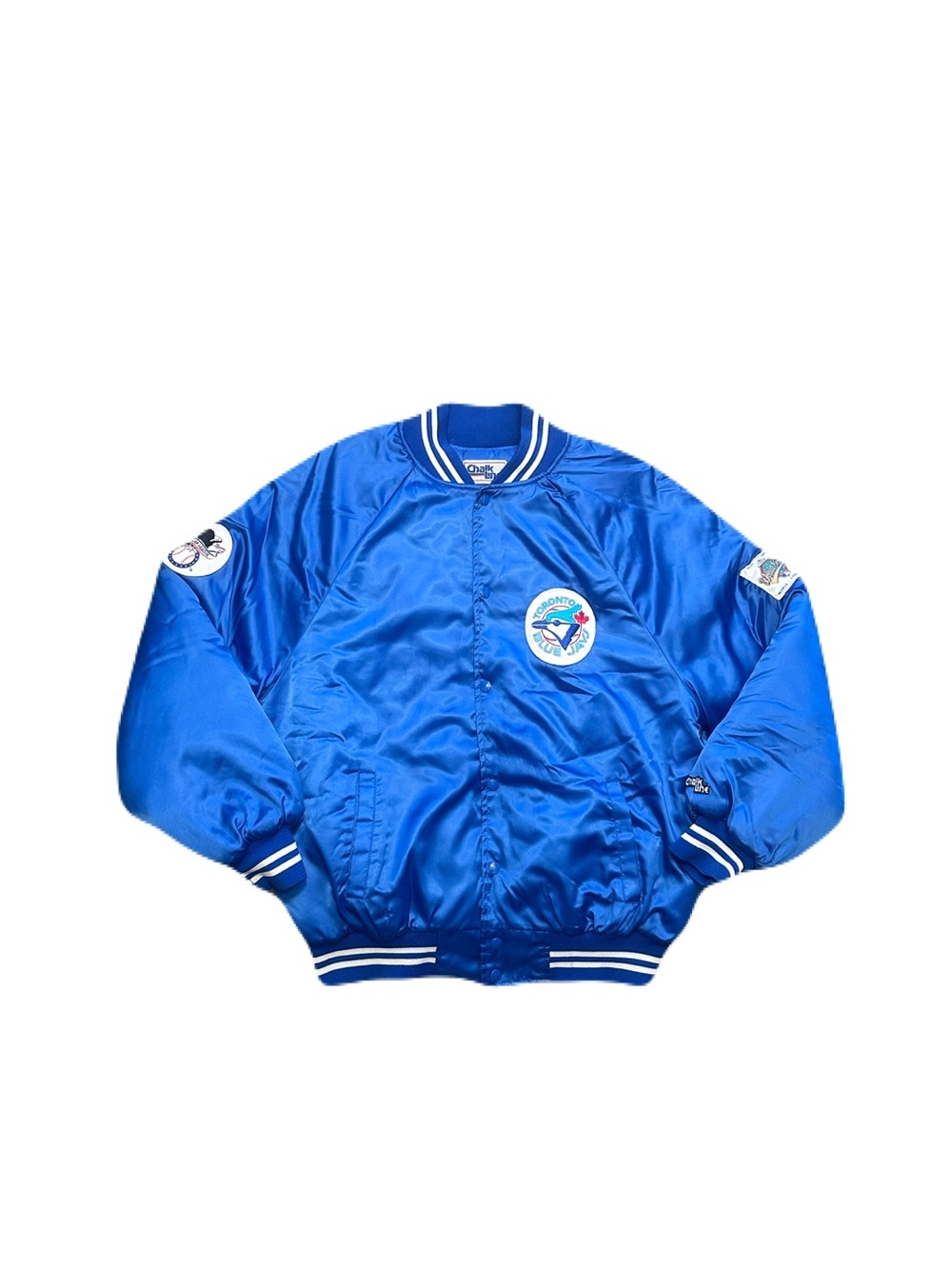 Vintage 90s Toronto Blue Jays Chalk Line Satin Jacket Size XL